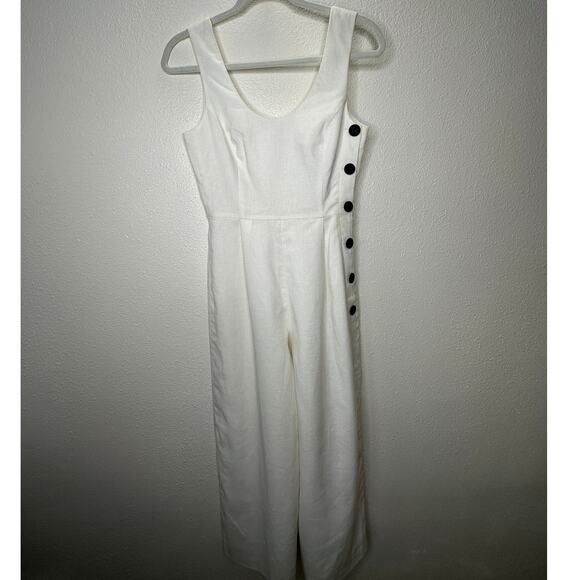 NWT Club Monaco Creme Emberlynn Linen Blend Jumpsuit 0 - Picture 3 of 16